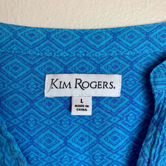 Kim Rogers Blue V-Neck Long Sleeve Top Large - Picture 8 of 11